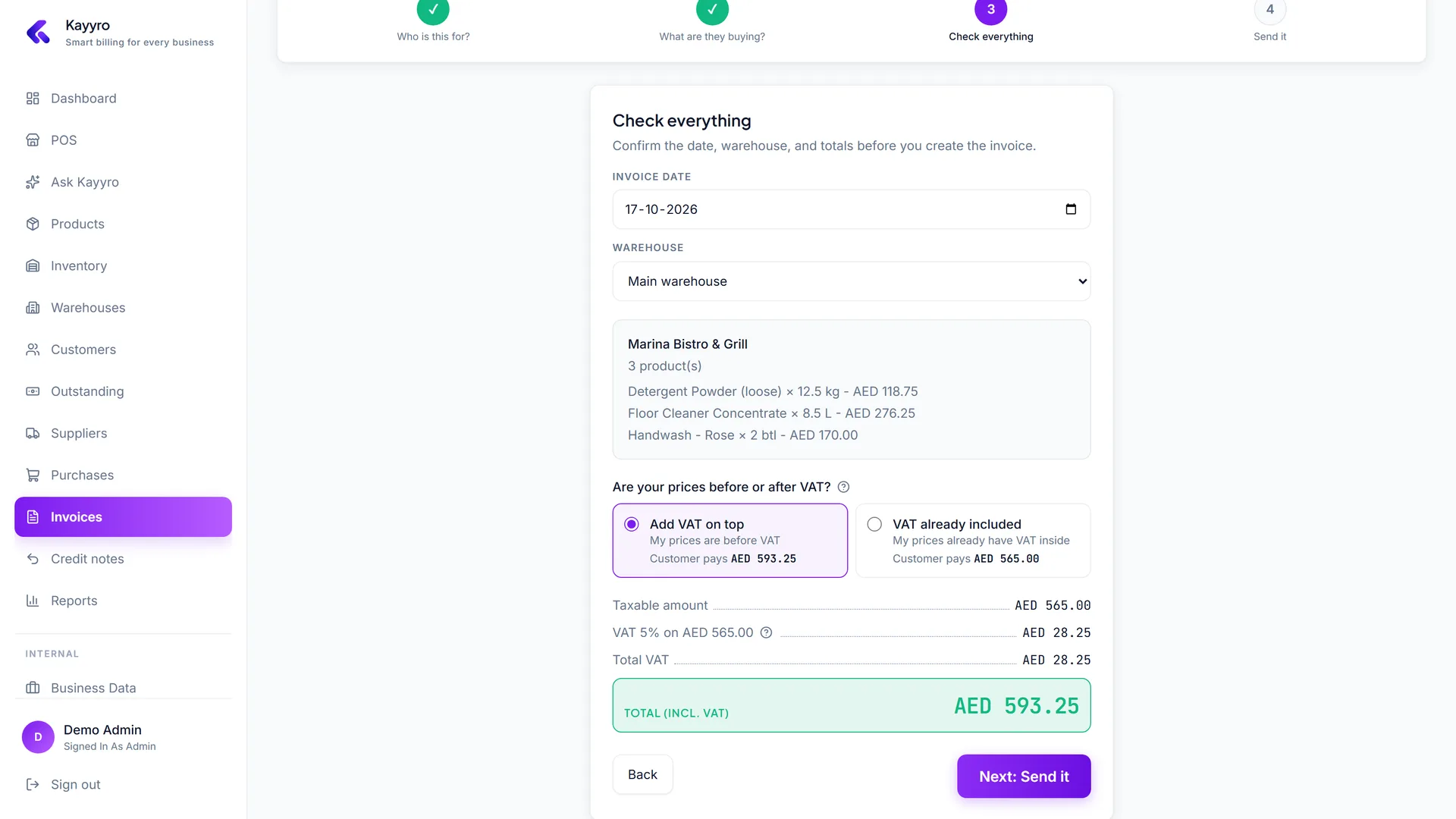 Tax invoices in seconds - Kayyro screenshot