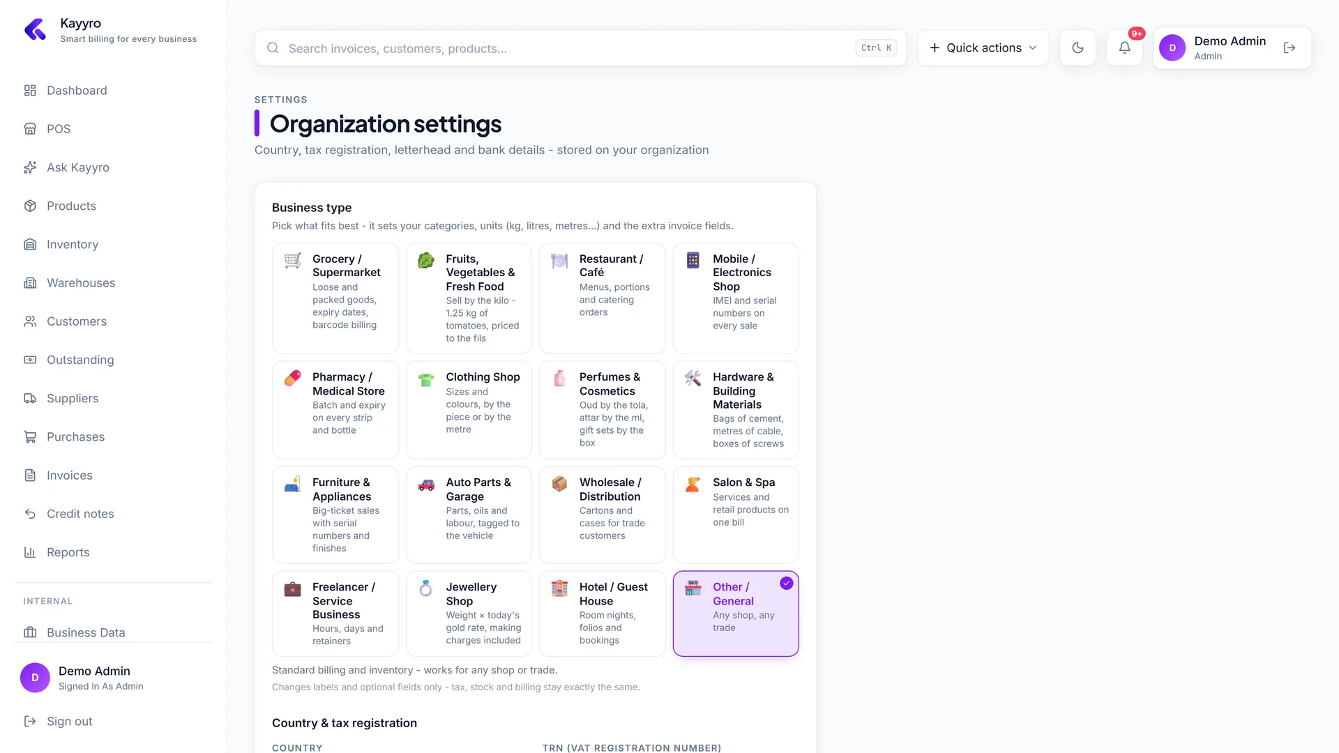 Set up your business - Kayyro screenshot